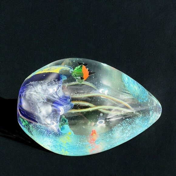 Venetian Art Glass Paperweight Fish Aquarium Large Heavy Multicolor Italian VTG - Picture 3 of 16